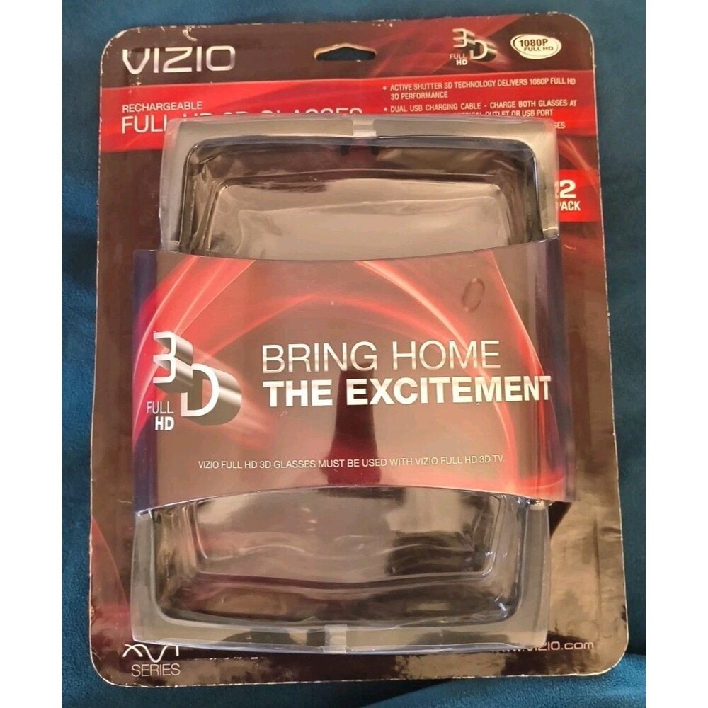 VIZIO xvt Series 1080P Rechargeable Full HD 3D Glasses 2 Pack